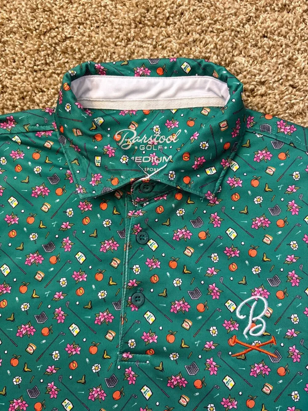 Barstool Golf Azalea Floral Print Performance Polo Shirt Mens Size Medium